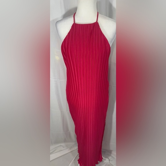 House of Harlow 1960 Pink Pleated Halter Sheath Dress Size M - Picture 3 of 9